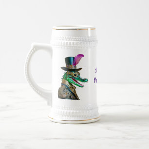 Chope À Bière Animal de la fête Steampunk du Mardi Gras Alligato