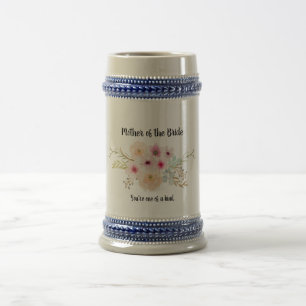 Chope À Bière Aquarelle Florale MÈRE DE LA FÊTE MARINE