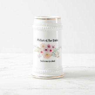 Chope À Bière Aquarelle Florale MÈRE DE LA FÊTE MARINE