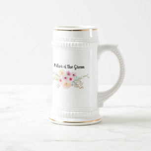 Chope À Bière Aquarelle Florale MÈRE DU GROOM Fête de la mariée