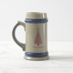 Chope À Bière Arbre de Noël rose avec étoile