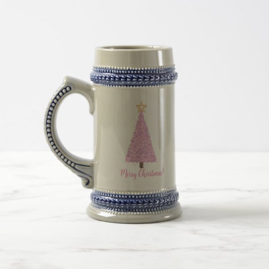 Chope À Bière Arbre de Noël rose avec étoile (Gauche)