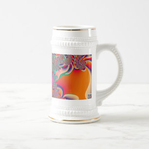 Chope À Bière Art abstrait fractal de méditation rouge