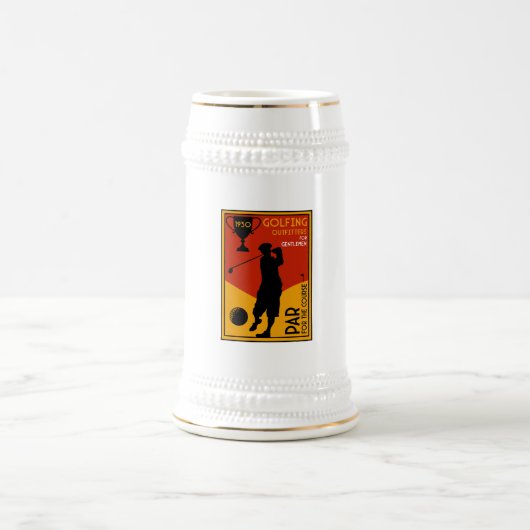 Chope À Bière Art classique du golf des années 30 (Centre)