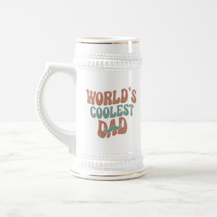 Chope À Bière Art de mot Papa le plus cool du monde amusant 