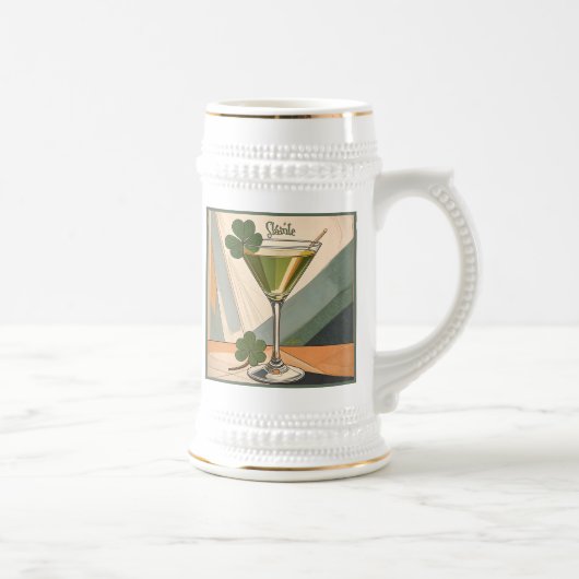 Chope À Bière Art Shamrock Martini Mid Century Modern Sláinte ! (Droite)