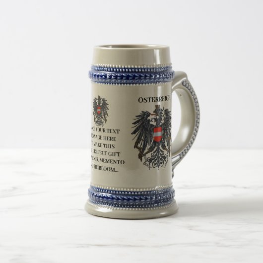 Chope À Bière Autriche Österreich Crest Custom Oktoberfest (Devant droit)