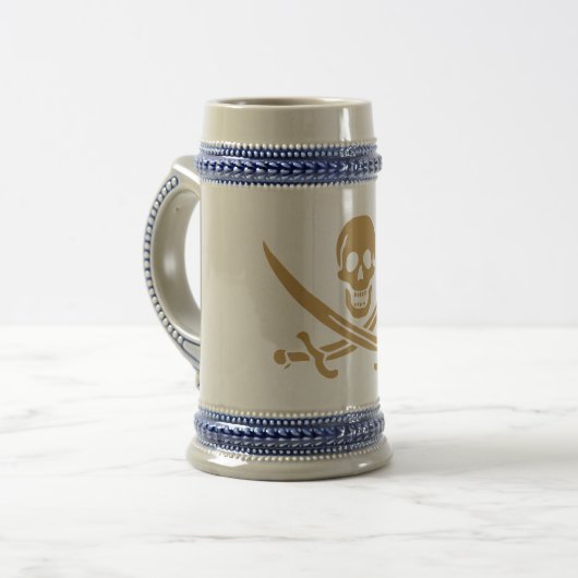 Chope À Bière Aztec Gold Crâne et cutlass Pirate Calico Jack (Devant gauche)