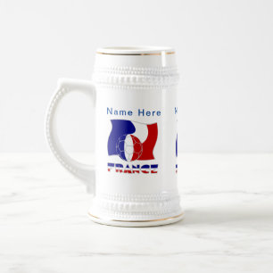 Chope À Bière Balle de foot personnalisée avec drapeau français