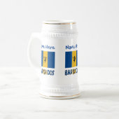 Chope À Bière Barbade Drapeau Bleu Personnalisation (Devant gauche)