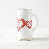 Chope À Bière Beaded Red Heart Valentine (Devant droit)