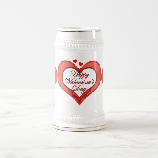 Chope À Bière Beaded Red Heart Valentine (Centre)