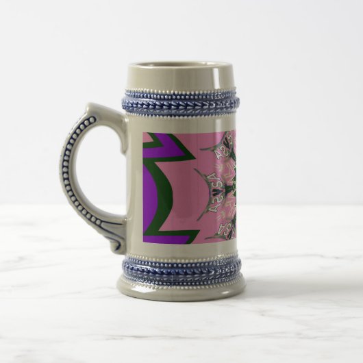 Chope À Bière Beau motif de teinte violet rose bébé monogramme (Gauche)