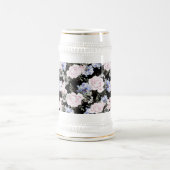 Chope À Bière Beau motif Floral Rose Iris rose bleu (Centre)