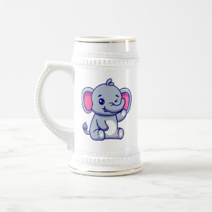 Chope À Bière Bébé éléphant mignon assis dessin animé-23800