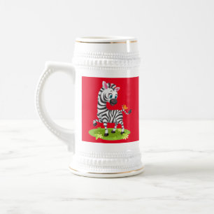 Chope À Bière Bébé Zèbre Dessin Jouer avec Papillon-23960