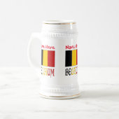 Chope À Bière Belgique Drapeau Rouge Personnalisation (Devant gauche)