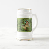 Chope À Bière Belle fille Vintage avec Shamrock (Devant droit)