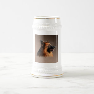 Chope À Bière Berger allemand Aquarelle de chien Portrait d'art