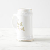 Chope À Bière Best Man Gold Script Mariage Merci Nom du message (Devant gauche)