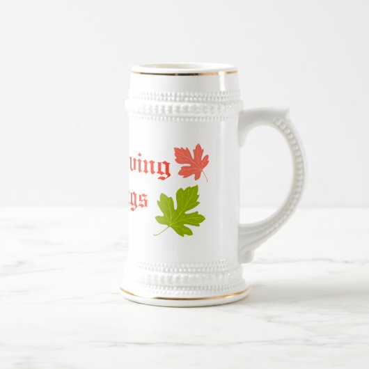 Chope À Bière Bienheureuse Bienheureuse Stein avec feuilles d'au (Droite)