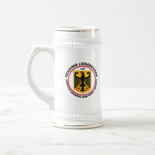 Chope À Bière Bière allemande Stein - Blanc avec logo (Gauche)