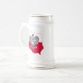 Chope À Bière Bière polonaise Stein de drapeau de carte (Devant gauche)