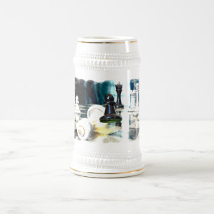 Chope À Bière Bière Stein de mouvement d'échecs