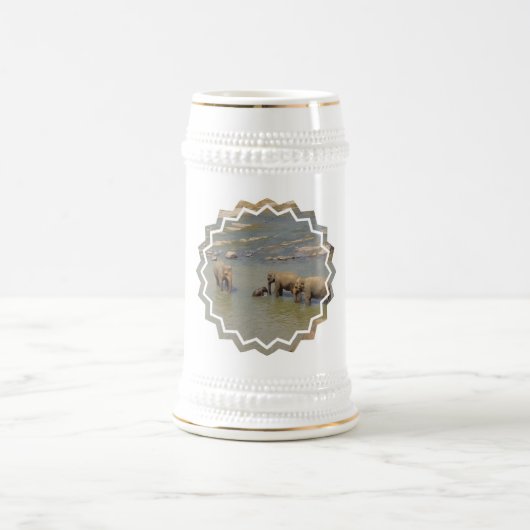 Chope À Bière Bière Stein de troupeau d'éléphant (Centre)