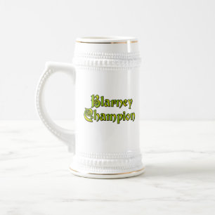 Chope À Bière Blarney Champion blanc stein avec garniture or