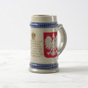 Chope À Bière Blason de Pologne (Armoiries) Personnalisé