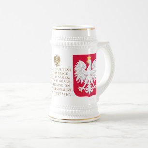 Chope À Bière Blason de Pologne (Armoiries) Personnalisé 