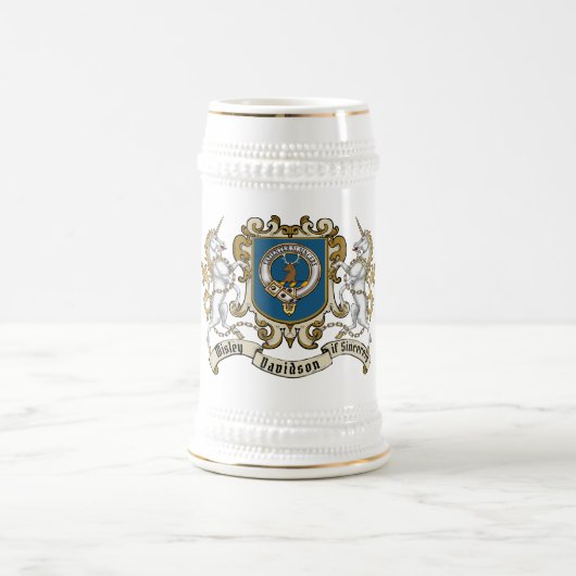 Chope À Bière Blason du clan Davidson & Licorne (Centre)