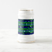 Chope À Bière Bleu vert rayures avec étoiles et Raindrops (Centre)