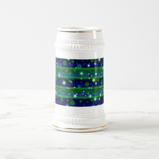 Chope À Bière Bleu vert rayures avec étoiles et Raindrops (Centre)