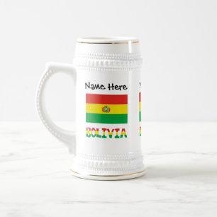 Chope À Bière Bolivie Drapeau Bolivien Texte Personnalisé
