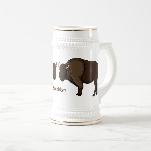 Chope À Bière Bonne illustration de bison américain (Devant droit)