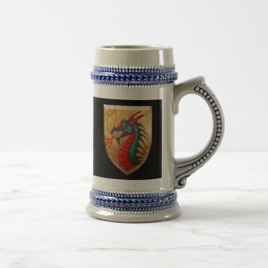Chope À Bière Bouclier de dragon sur le noir (Droite)