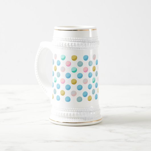 Chope À Bière Boue pastel à point Polka 650 ml (Devant gauche)