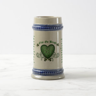 Chope À Bière Boug irlandais Erin go bragh Coeur irlandais