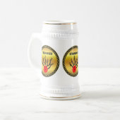 Chope À Bière Boule de bowling et épingles avec le mot STRIKEOLO (Devant gauche)