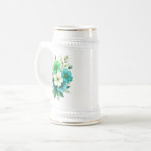 Chope À Bière Bouquet de fleurs bleues blanches-57453 (Devant gauche)