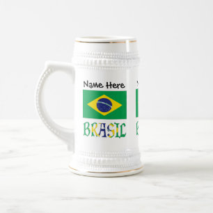 Chope À Bière Brésil Drapeau Brésil Nom Personnalisé