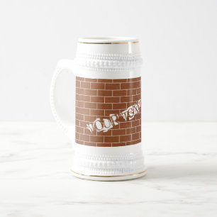 Chope À Bière Brick Wall Bière Steer Stein avec texte personnali