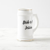 Chope À Bière Bride Noir Élégant Cadeaux Script Cadeaux Mariage  (Devant droit)