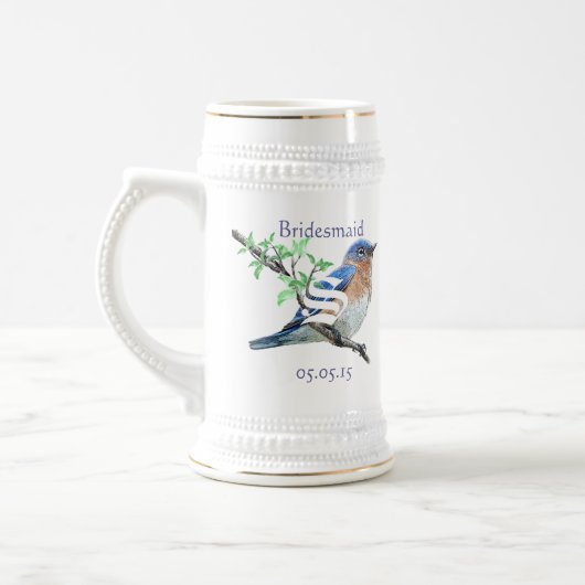 Chope À Bière Bridesmaid Stein Mariage Bluebirds Vintage (Gauche)