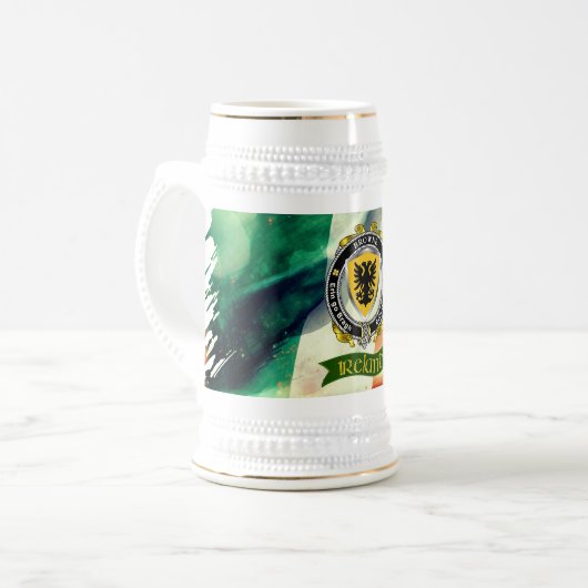Chope À Bière Browne Insigne irlandais personnalisé avec drapeau (Devant gauche)