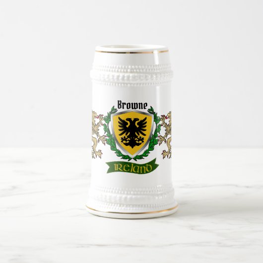 Chope À Bière Browne Irish Shield Personnalisé (Centre)