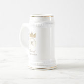 Chope À Bière Cadeau de Garçon d'Honneur à Monogramme Classique (Devant gauche)