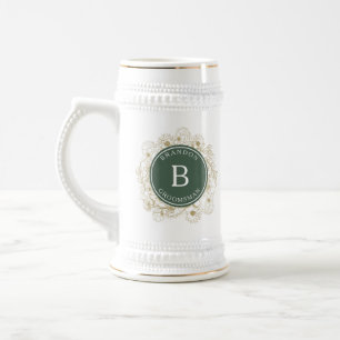 Chope À Bière Cadeau Élégant Vert Olive pour Garçons d'Honneur